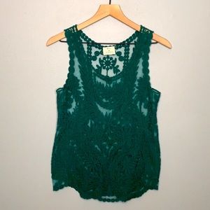 Gorgeous Emerald Green Lace Tank Top